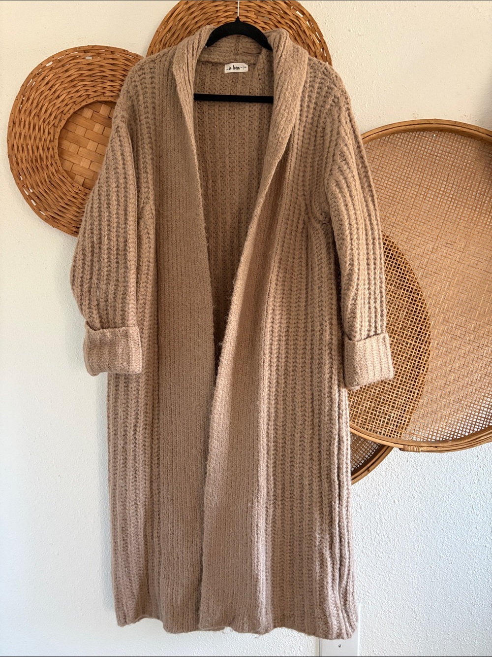 Cozy Long Open-Front Women's Cardigan Sweater Coat Beige